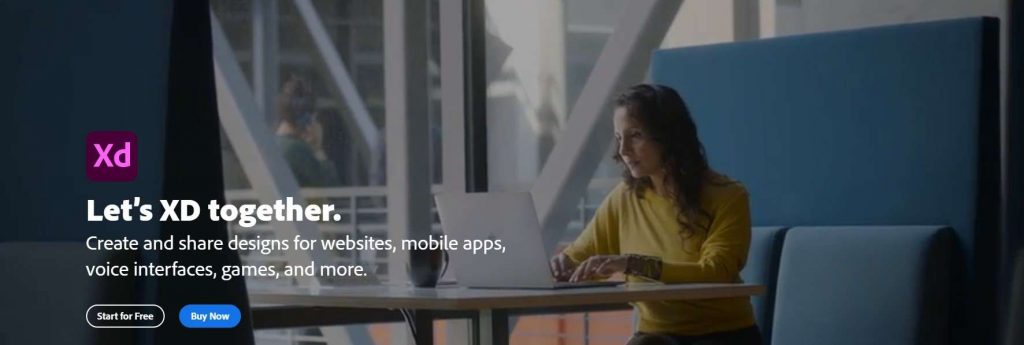 Adobe XD website view