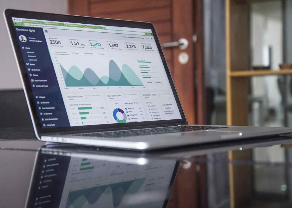 a dashboard screen on laptop