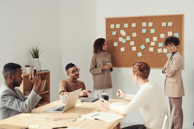 a group of people doing a discussion