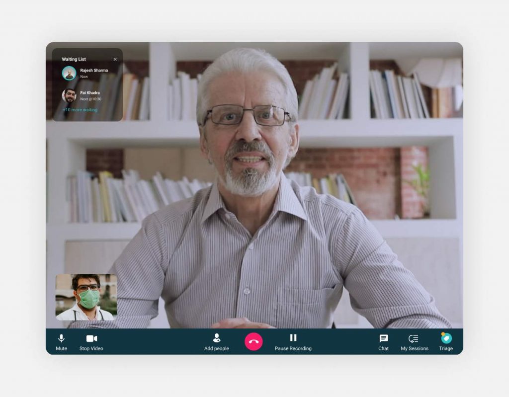 a man video conferencing with doctor