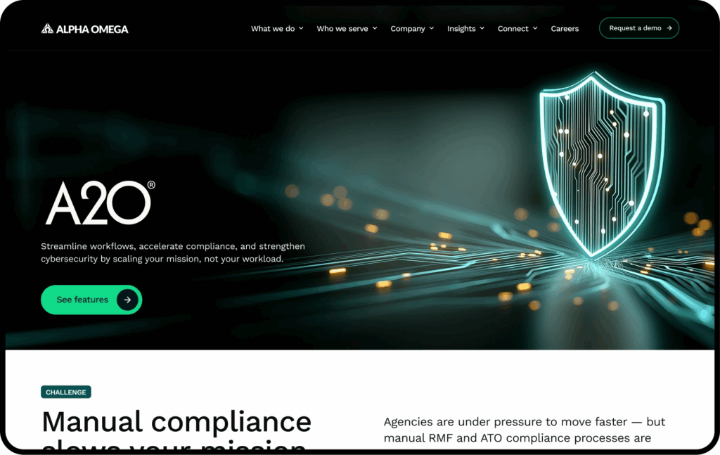 Alpha Omega website interface designed by Aufait UX