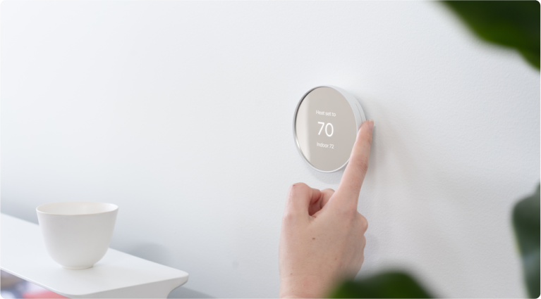 Google Nest Thermostat with easy setting adjustments