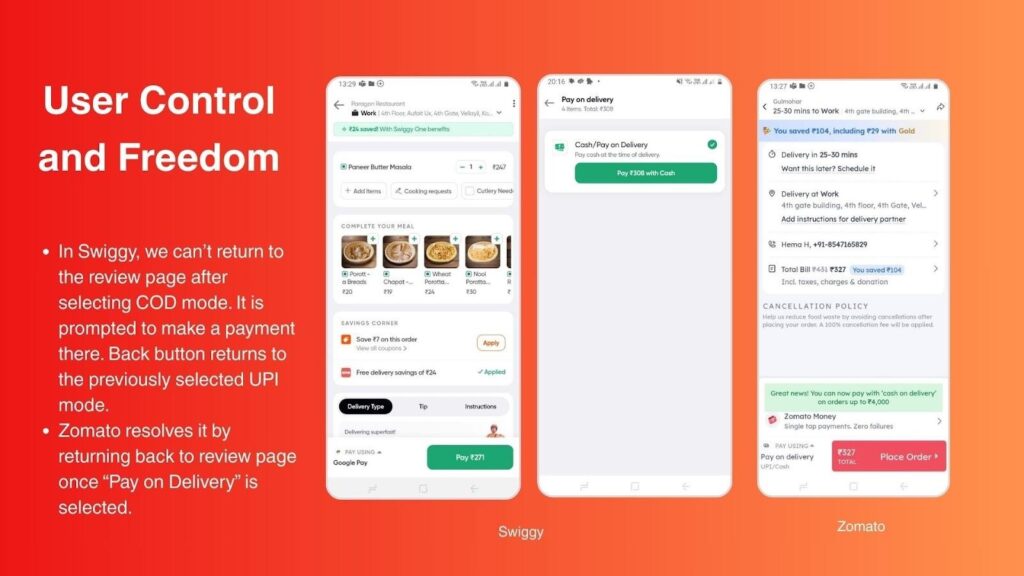 Swiggy and Zomato Heuristic Evaluation done by Aufait UX designer