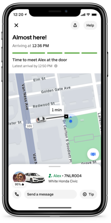 Uber’s live trip updates