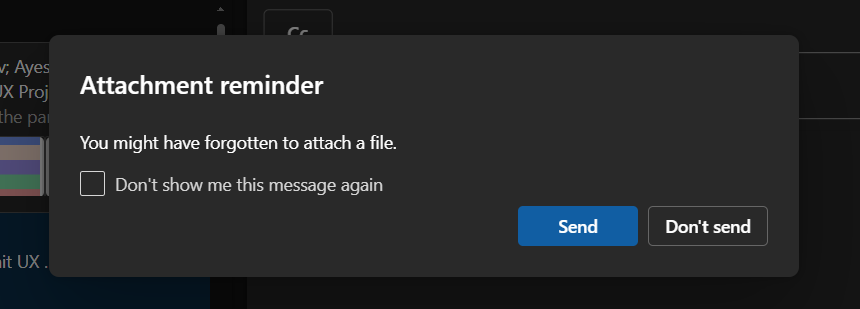 Error Prevention-Outlook detects the word “attached”
