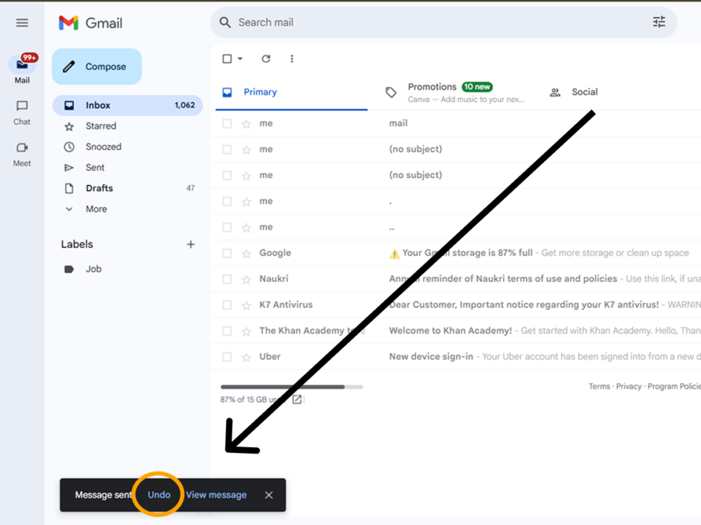 Gmail’s “Undo Send” feature