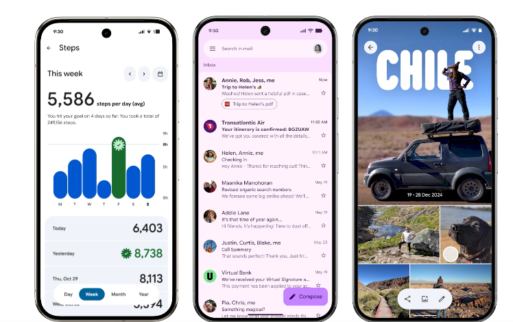 Google’s Material You UI adapts colors and layout to user preferences for a personalized, soothing experience.