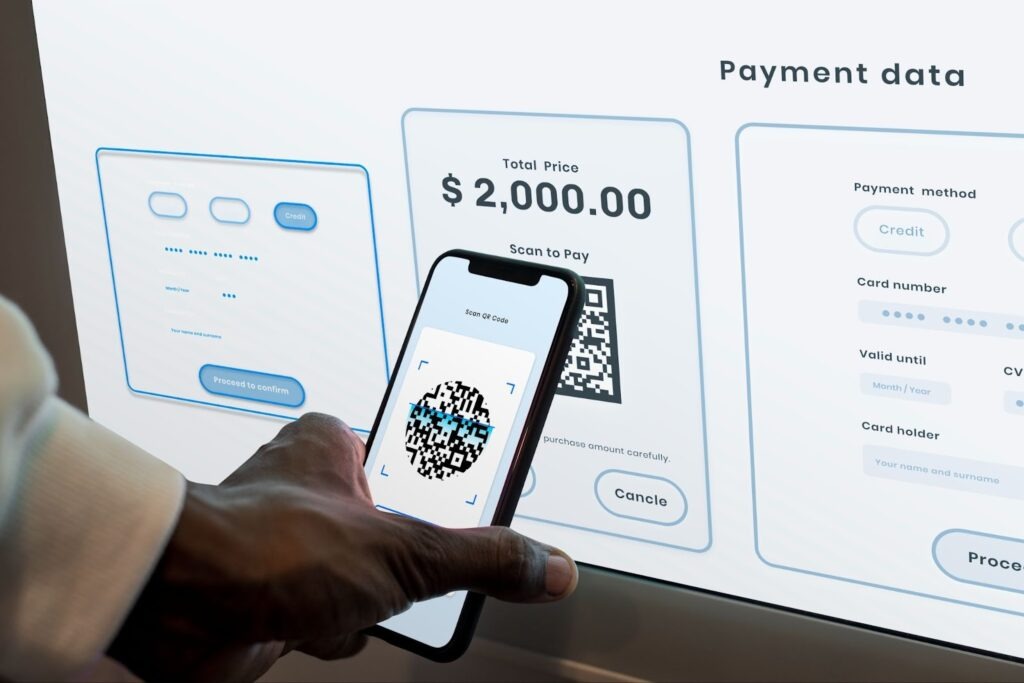 A digital payment experience showing QR-based transactions designed for fast, seamless, and secure user interactions.