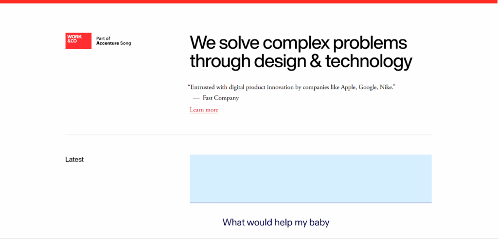 Work and Co website's home page