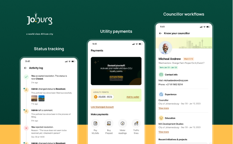 City of Johannesburg unified citizen app UI by Aufait UX