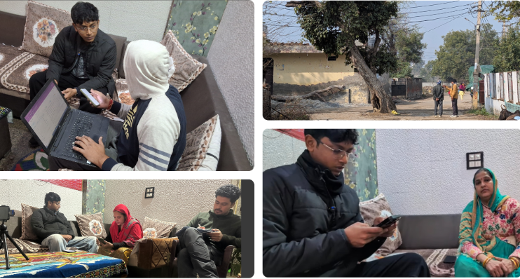 Aufait UX team performing ethnographic field research and user testing in rural India