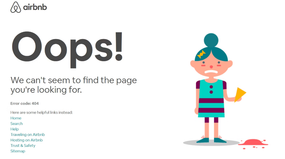 Error page design of airbnb 