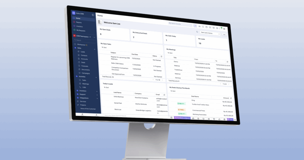 Zoho CRM Personalized dashboard