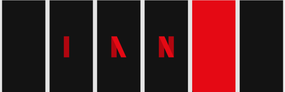 the progressive animation frames of the iconic red Netflix logo forming on a black background.